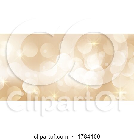 Golden Christmas Banner Design with Bokeh Lights and Stars by KJ Pargeter