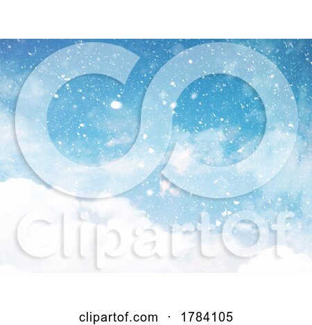 Christmas Winter Sky Background with Falling Snow by KJ Pargeter