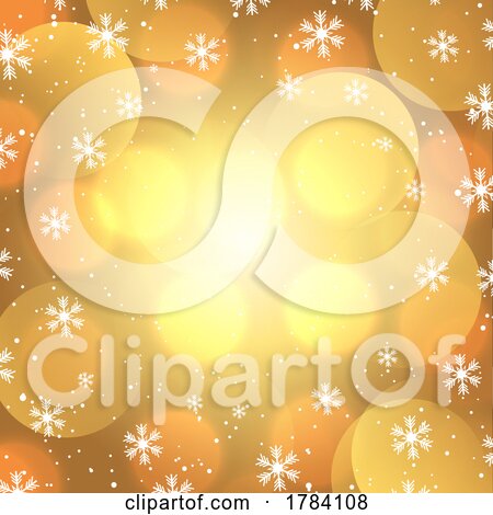 Gold Bokeh and Snowflake Background by KJ Pargeter