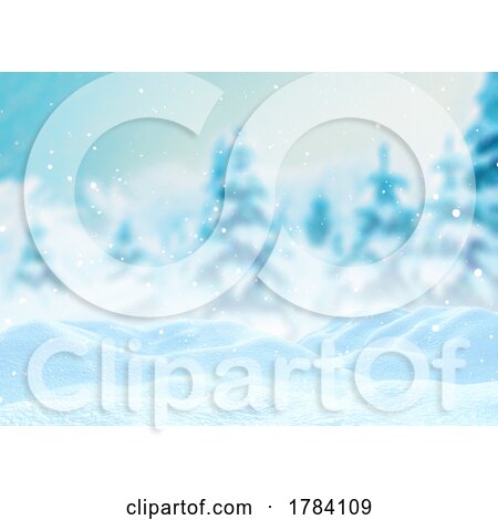 3D Christmas Background with Snow Against a Defocussed Winter Landscape by KJ Pargeter
