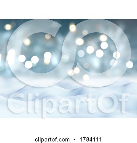 3D Christmas Snow on a Bokeh Lights Background by KJ Pargeter