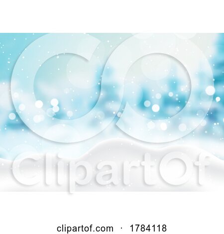 Christmas Background with Snow Against a Defocussed Winter Landscape by KJ Pargeter