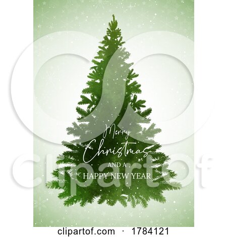 Hand Painted Watercolour Christmas Tree Background by KJ Pargeter