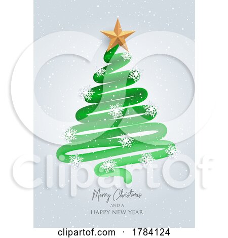 Christmas Background with an Abstract Tree Design by KJ Pargeter