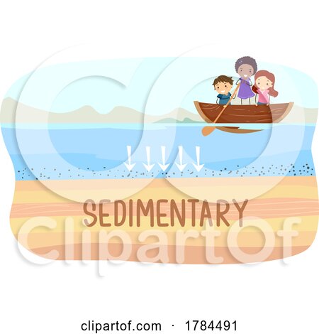 Children in a Boat Over a Sedimentary Rock Formation by BNP Design Studio