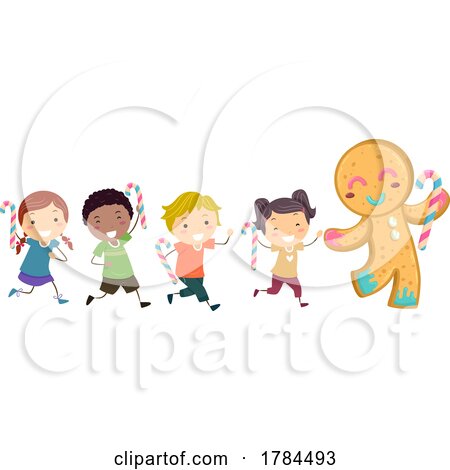 Children Walking With a Gingerbread Man by BNP Design Studio