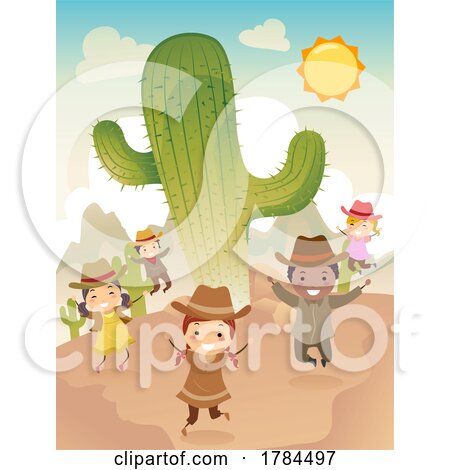 Western Children by a Cactus by BNP Design Studio