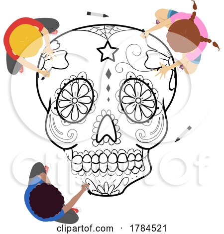 Children Drawing a Giant Sugar Skull by BNP Design Studio