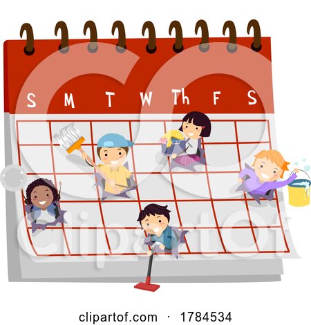 Children Doing Chores on a Calendar by BNP Design Studio
