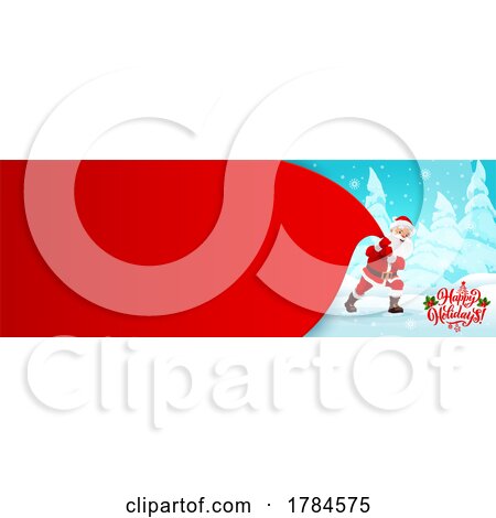 Santa Pulling a Giant Sack with Copyspace by Vector Tradition SM