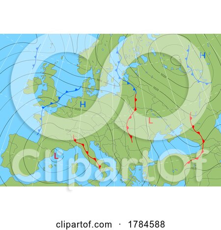 Forecast Weather Isobar Map of Europe by Vector Tradition SM