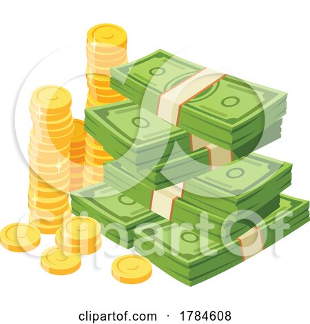 Bundles of Cash and Coins by Vector Tradition SM