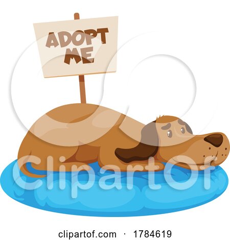 Dog Resting on a Bed with an Adopt Me Sign by Vector Tradition SM
