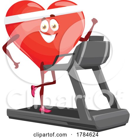 Happy Heart Mascot on a Treadmill by Vector Tradition SM