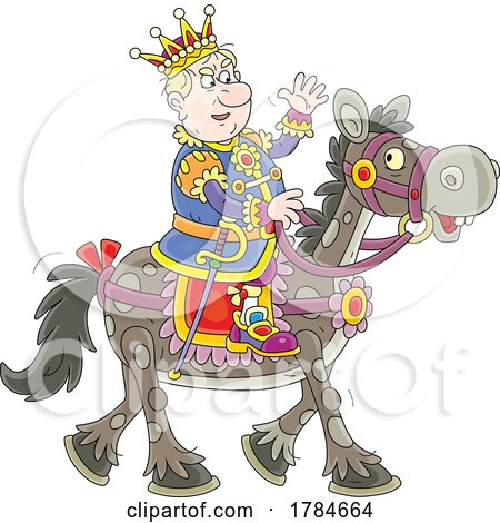 Cartoon King on His Horse by Alex Bannykh