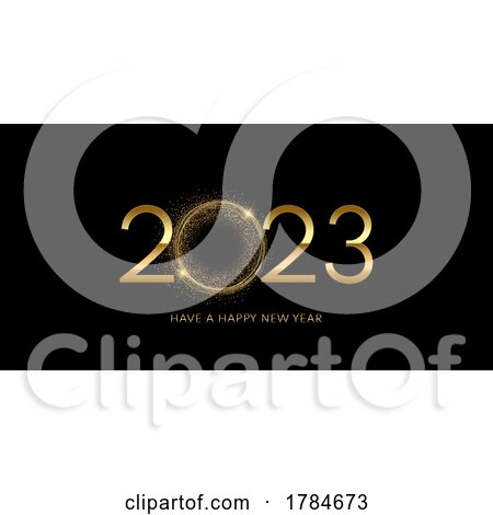 Black and Gold Happy New Year Banner Design by KJ Pargeter