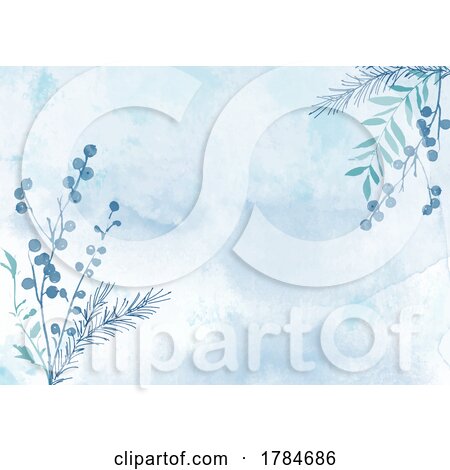 Hand Painted Watercolour Winter Floral Background by KJ Pargeter