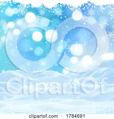 Christmas Background with a Snowy Landscape by KJ Pargeter