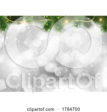 Decorative Christmas Background with Tree Branches and Stars by KJ Pargeter