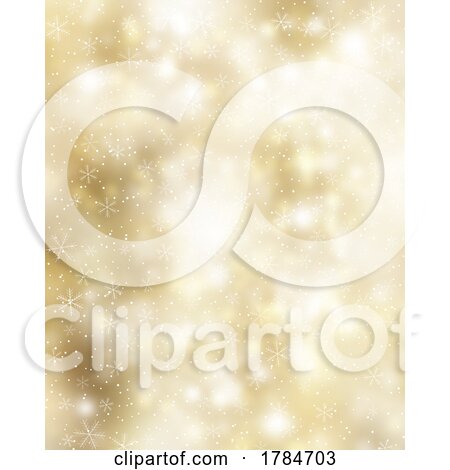 Golden Christmas Background with Falling Snowflakes by KJ Pargeter