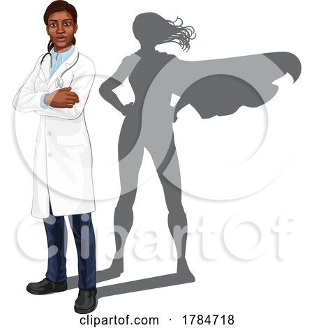 Super Hero Black Woman Female Doctor Superhero by AtStockIllustration