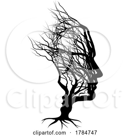 Optical Illusion Father Man and Child Tree Faces by AtStockIllustration