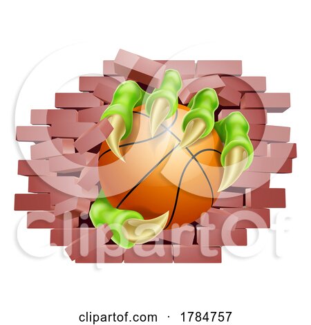 Basketball Ball Claw Breaking Through Wall by AtStockIllustration