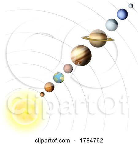 Solar System Planets and Sun Space Illustrations by AtStockIllustration