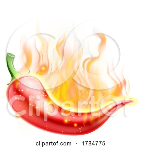 Hot Chilli Spicy Flames Pepper on Fire by AtStockIllustration