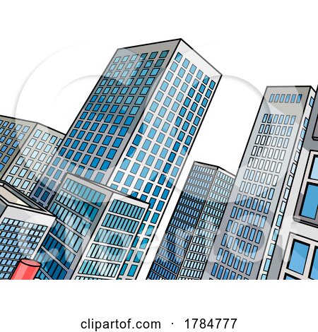 City Skyline Buildings Scene Background by AtStockIllustration