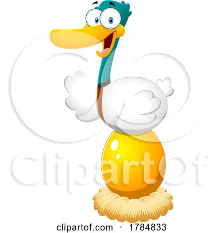 Cartoon Goose Laying a Gold Egg by Hit Toon