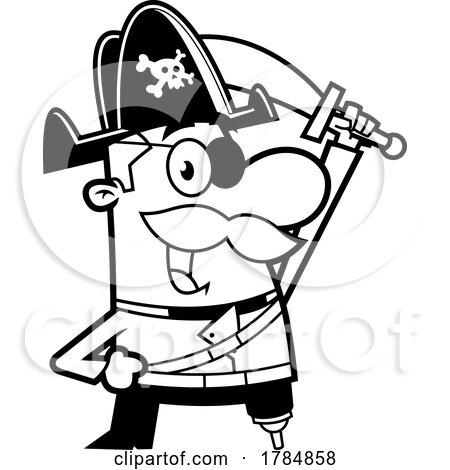 Cartoon Pirate Wielding a Sword by Hit Toon