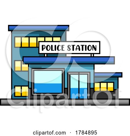 Cartoon Police Station Building by Hit Toon