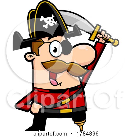Cartoon Pirate Wielding a Sword by Hit Toon