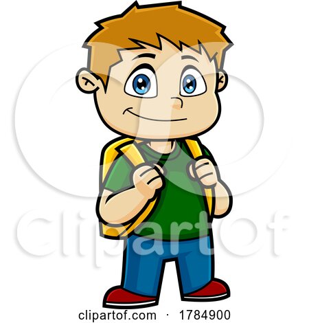 Cartoon Standing School Boy by Hit Toon