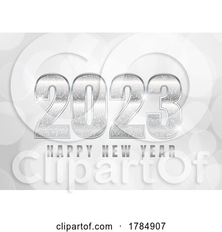 Silver Glitter Happy New Year Background by KJ Pargeter