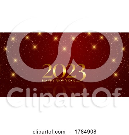 Red and Gold Happy New Year Banner Design by KJ Pargeter