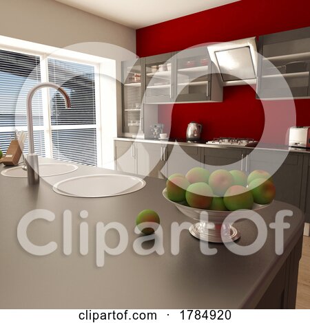 Render of 3D Contemporary Kitchen by KJ Pargeter