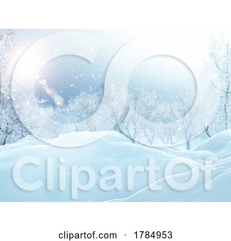 3D Christmas Landscape with Icy Snow by KJ Pargeter