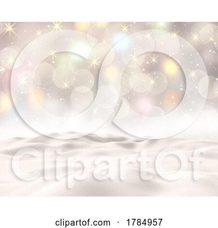 3D Christmas Snow on a Starry Bokeh Lights Design by KJ Pargeter