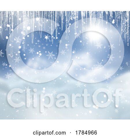 3D Christmas Background with Snowflakes and Icicles by KJ Pargeter