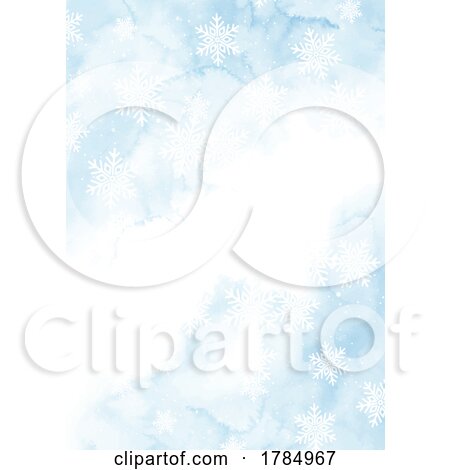 Hand Painted Christmas Watercolour Background with Snowflakes by KJ Pargeter