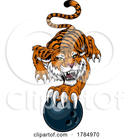 Tiger Bowling Ball Animal Sports Team Mascot by AtStockIllustration