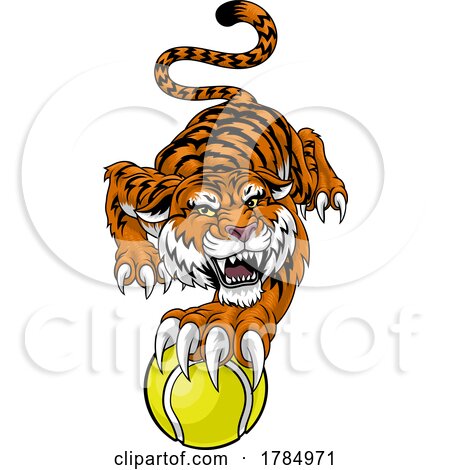 Tiger Tennis Ball Animal Sports Team Mascot by AtStockIllustration