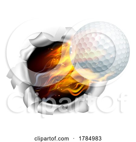 Golf Ball Flame Fire Breaking Background by AtStockIllustration