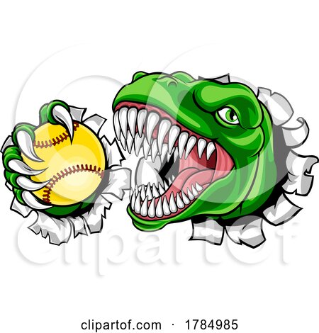 Dinosaur Softball Animal Sports Team Mascot by AtStockIllustration