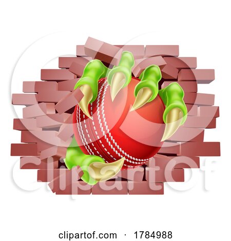 Cricket Ball Claw Breaking Through Wall by AtStockIllustration