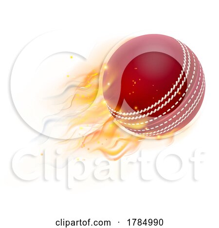Cricket Ball with Flame or Fire Concept by AtStockIllustration