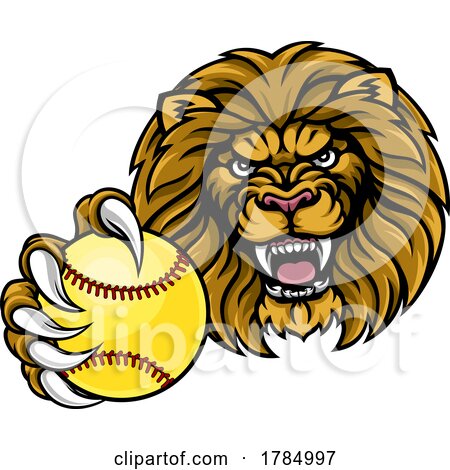 Lion Softball Animal Sports Team Mascot by AtStockIllustration