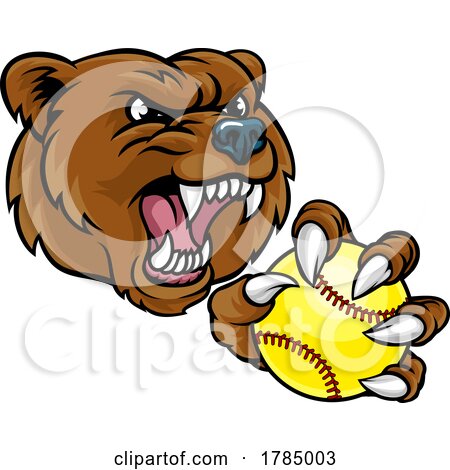 Bear Softball Animal Sports Team Mascot by AtStockIllustration
